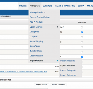 1ShoppingCart product export menu item